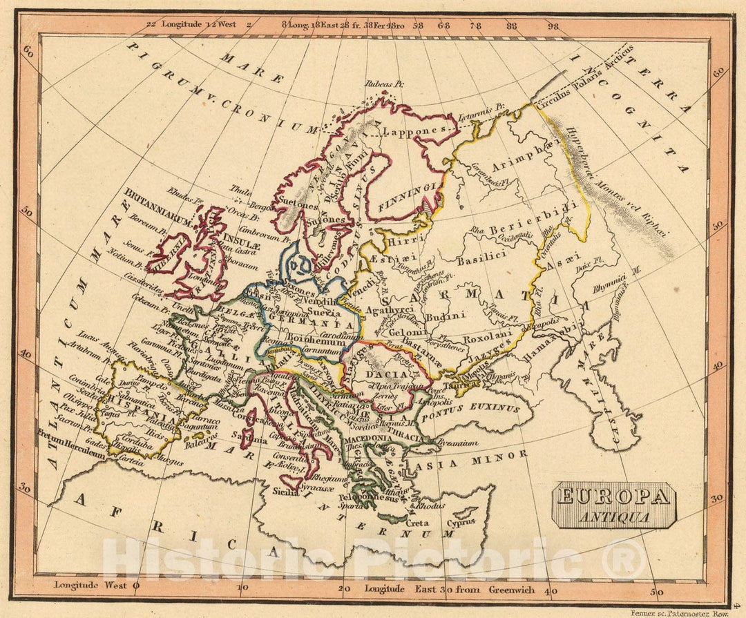 Historic Map : Europe Antiqua., 1835, Vintage Wall Art