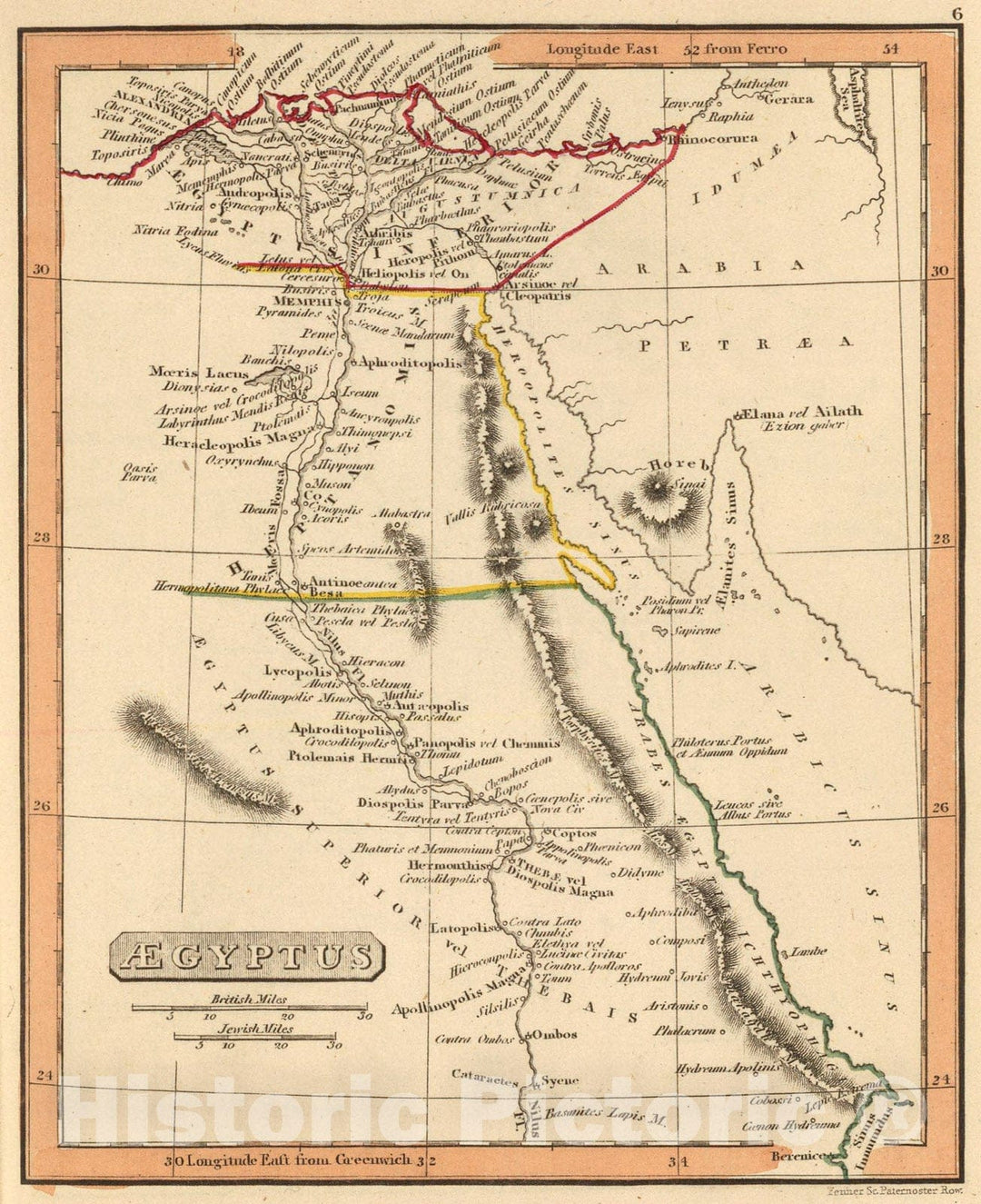 Historic Map : Aegyptus., 1835, Vintage Wall Art