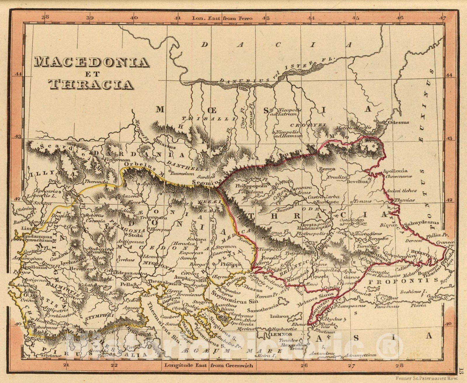 Historic Map : Macedonia et Thracia., 1835, Vintage Wall Art