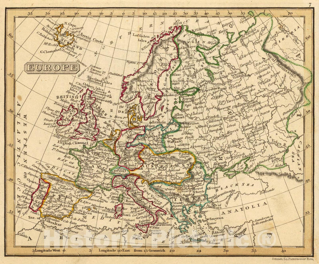 Historic Map : Europe., 1835, Vintage Wall Art