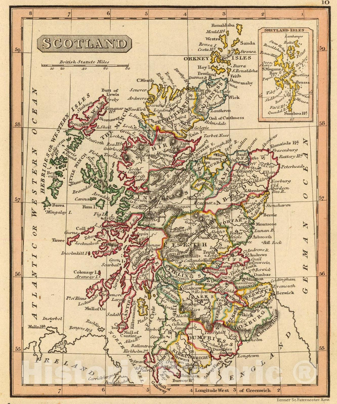 Historic Map : Scotland., 1835, Vintage Wall Art