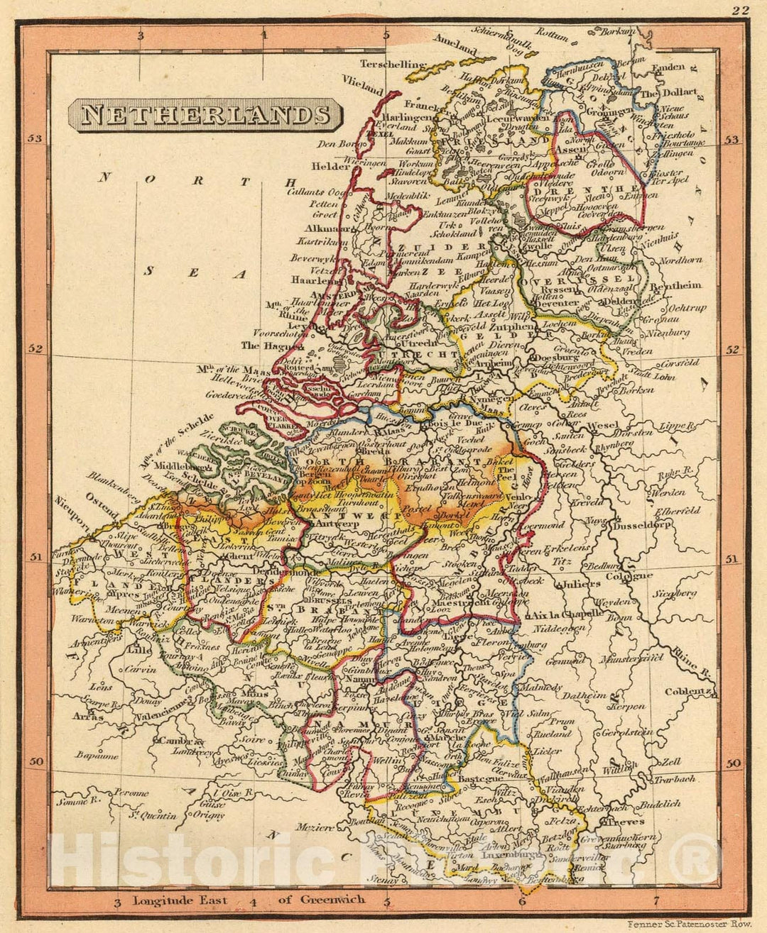 Historic Map : Netherlands., 1835, Vintage Wall Art