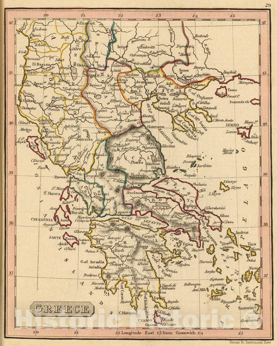 Historic Map : Greece, 1835, Vintage Wall Art