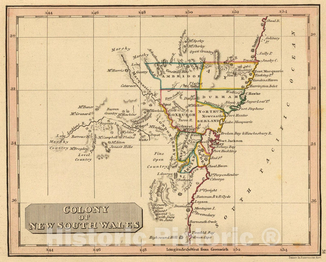 Historic Map : New South Wales., 1835, Vintage Wall Art