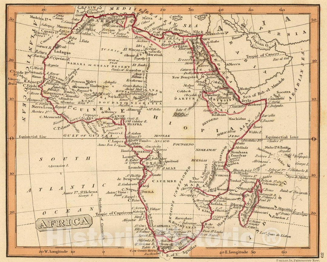 Historic Map : Africa., 1835, Vintage Wall Art