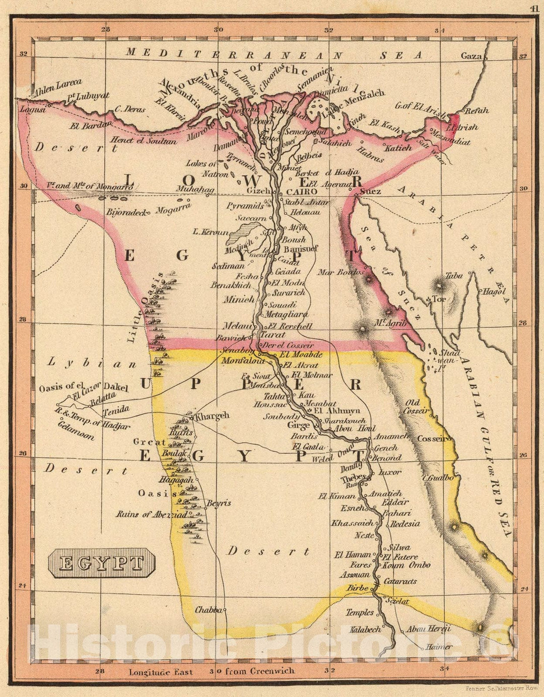 Historic Map : Egypt., 1835, Vintage Wall Art