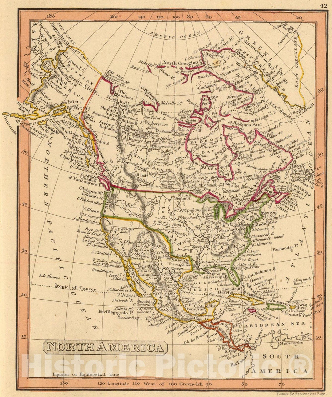 Historic Map : North America., 1835, Vintage Wall Art