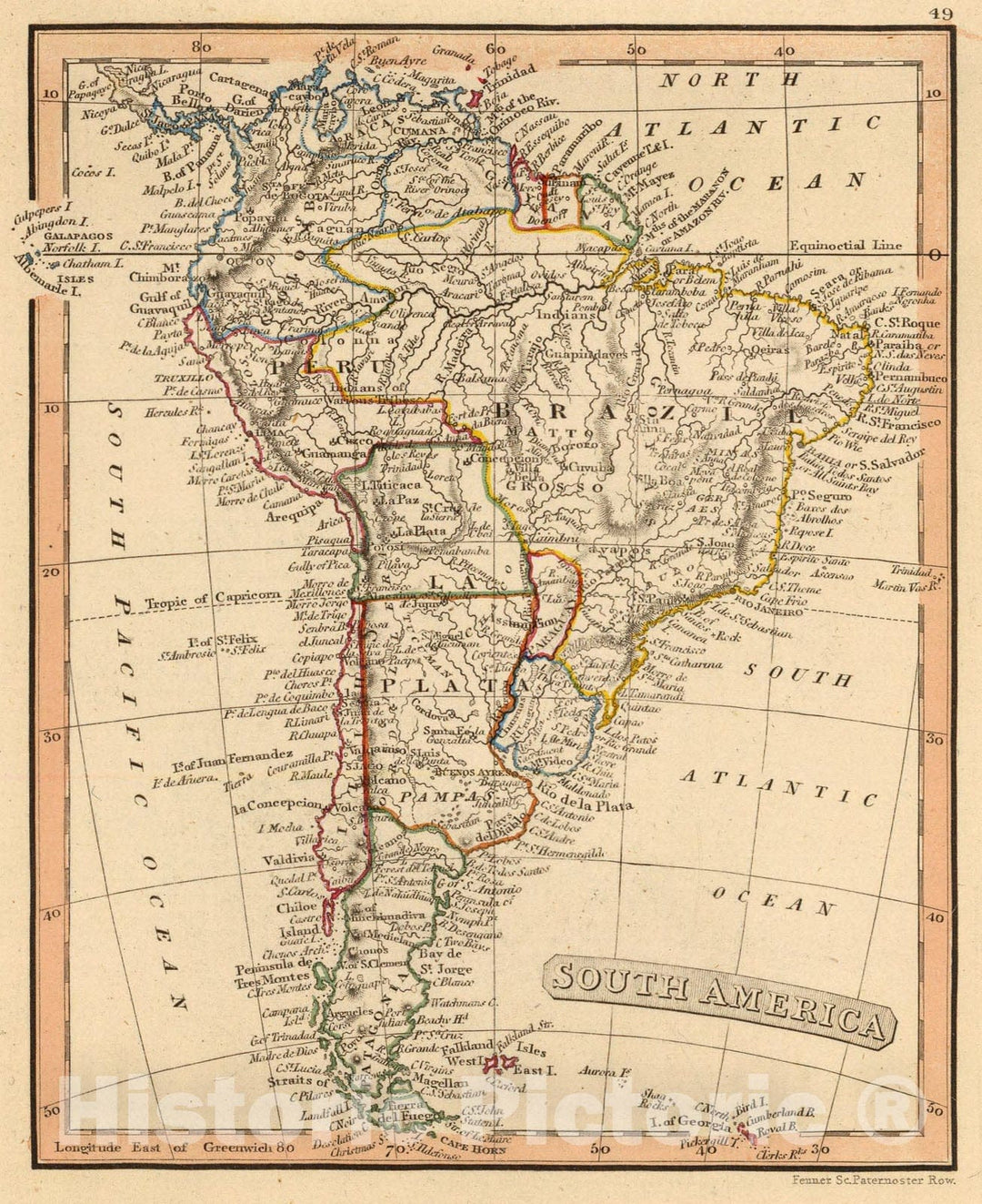 Historic Map : South America., 1835, Vintage Wall Art