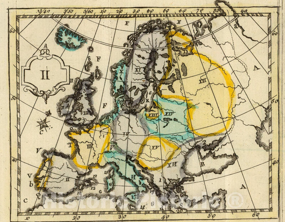 Historic Map : (L'Europe), 1784, Vintage Wall Art