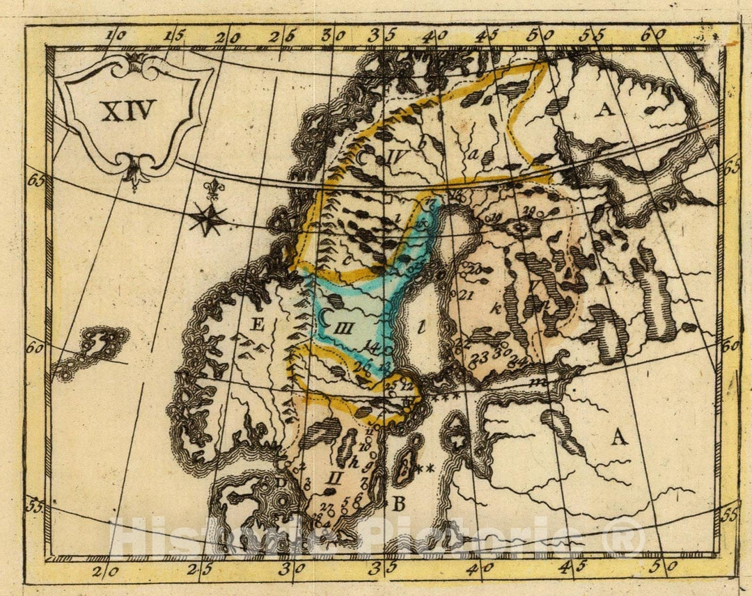 Historic Map : (La Suede, la Finlande), 1784, Vintage Wall Art