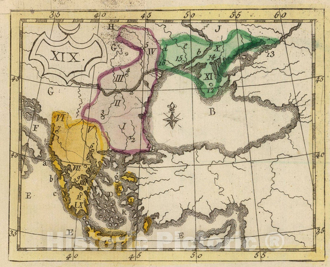 Historic Map : (La Turquie Europeenne), 1784, Vintage Wall Art