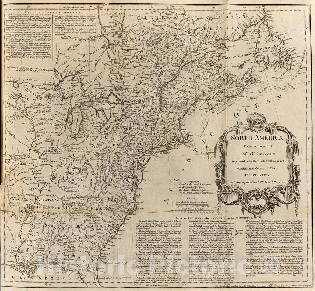 Historic Map : North America., 1755, Vintage Wall Art