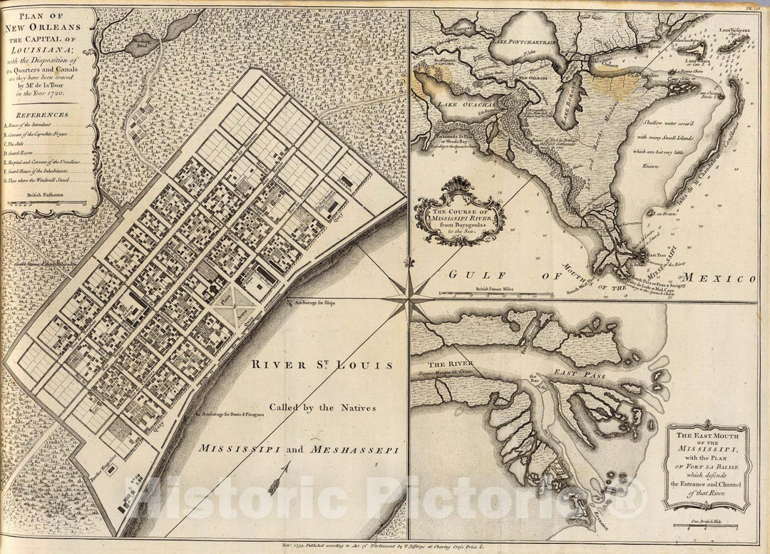 Historic Map : New Orleans., 1759, Vintage Wall Art