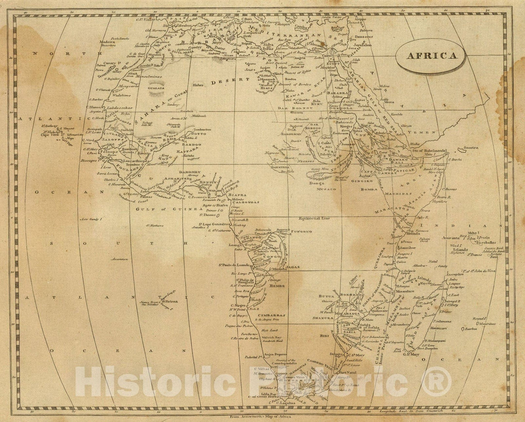 Historic Map : Africa., 1812, Vintage Wall Art