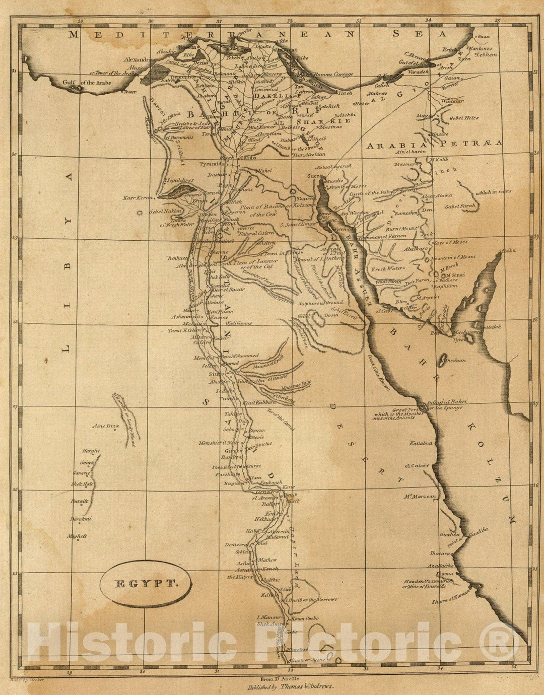 Historic Map : Egypt., 1812, Vintage Wall Art