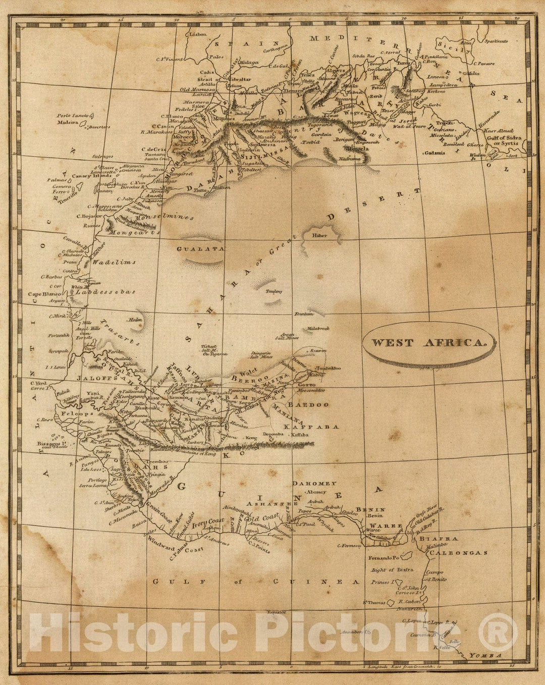 Historic Map : West Africa., 1812, Vintage Wall Art