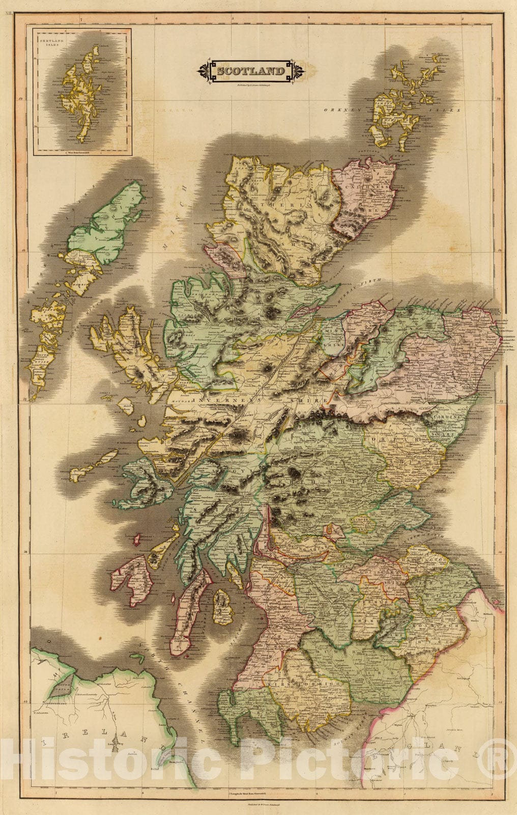 Historic Map : Composite: Scotland., 1831, Vintage Wall Art