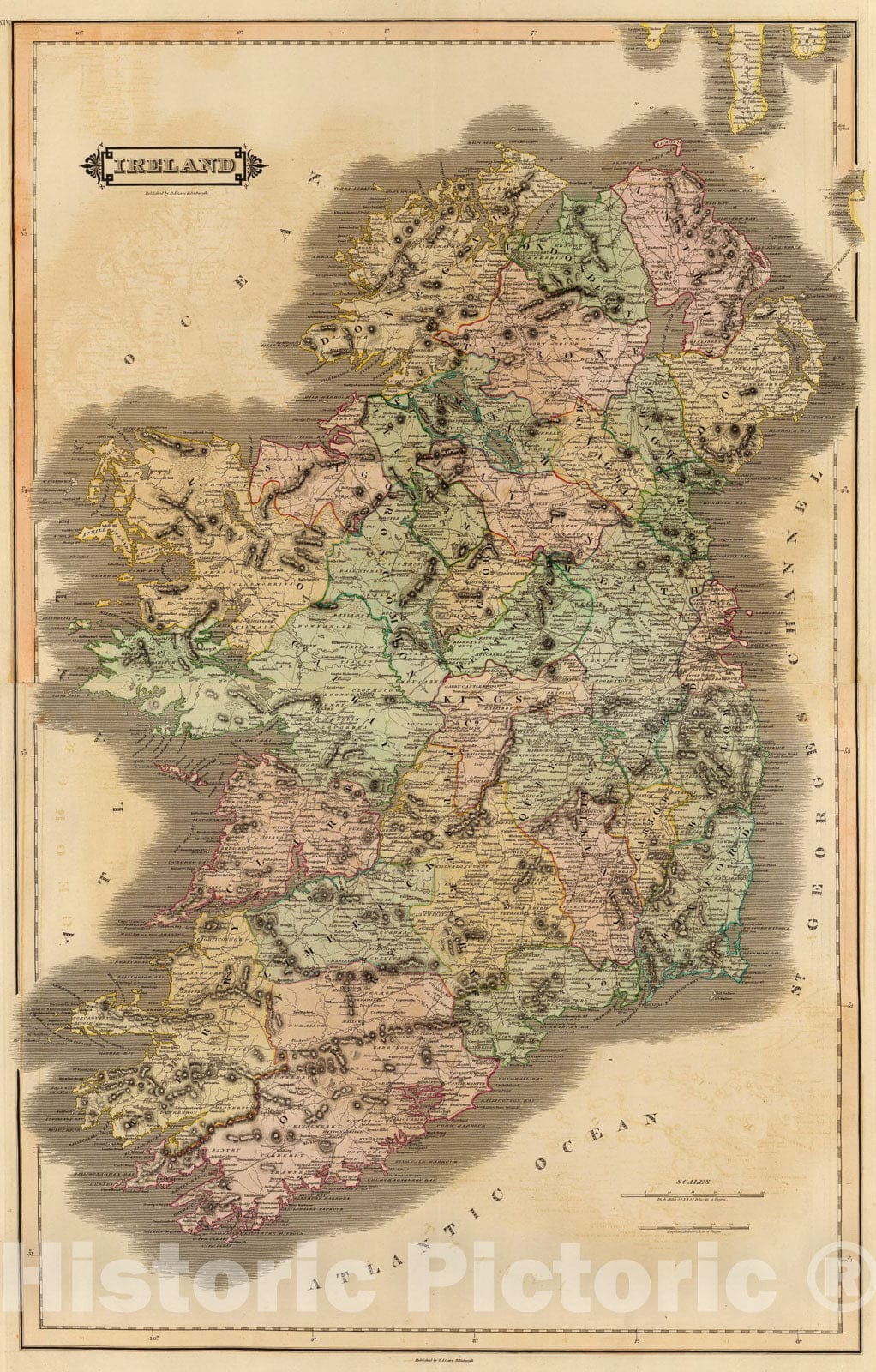 Historic Map : Composite: Ireland., 1831, Vintage Wall Art