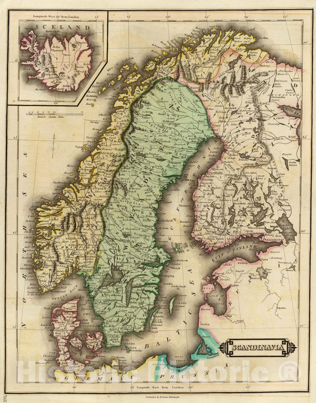 Historic Map : Scandinavia., 1831, Vintage Wall Art