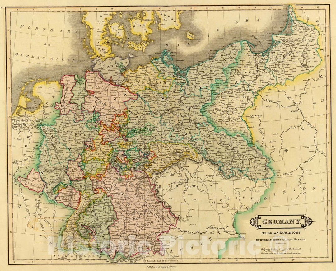 Historic Map : Germany., 1831, Vintage Wall Art