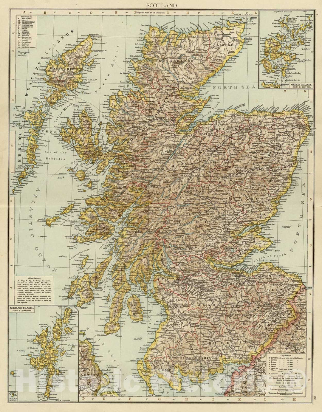 Historic Map : Scotland., 1895, Vintage Wall Art