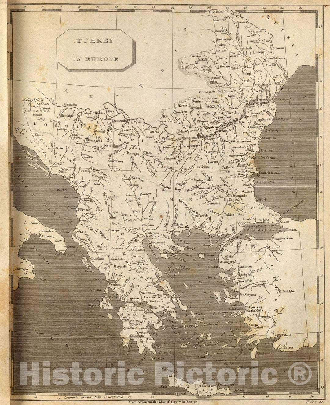 Historic Map : Turkey In Europe., 1804, Vintage Wall Art