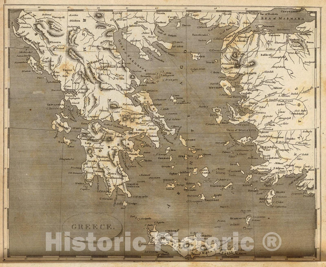 Historic Map : Greece., 1804, Vintage Wall Art