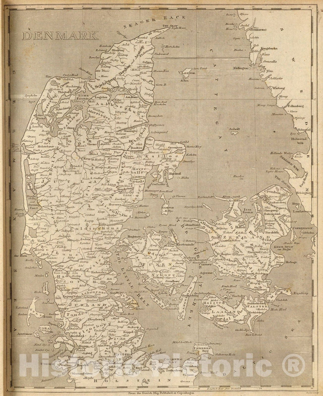 Historic Map : Denmark., 1804, Vintage Wall Art