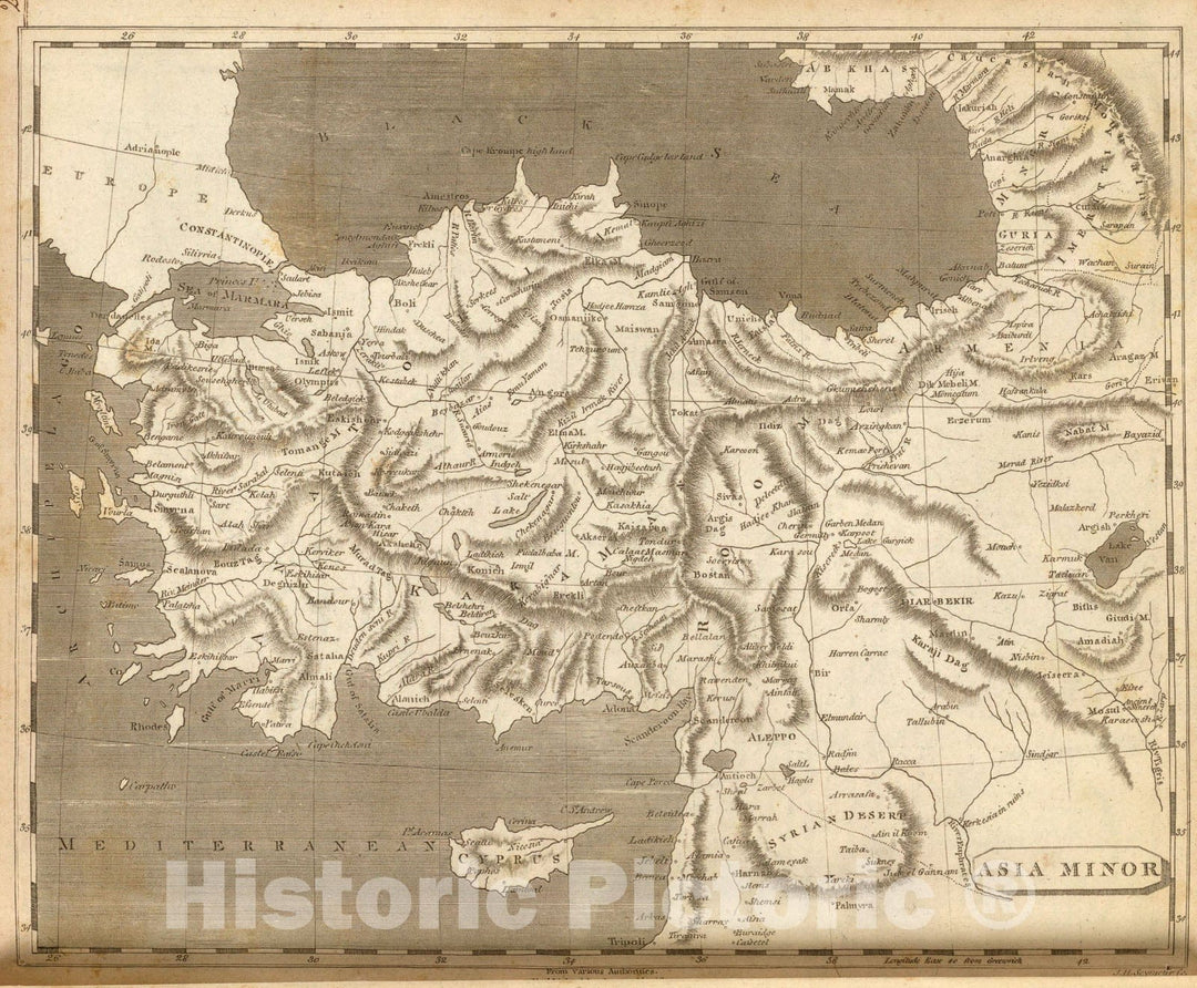 Historic Map : Asia Minor., 1804, Vintage Wall Art