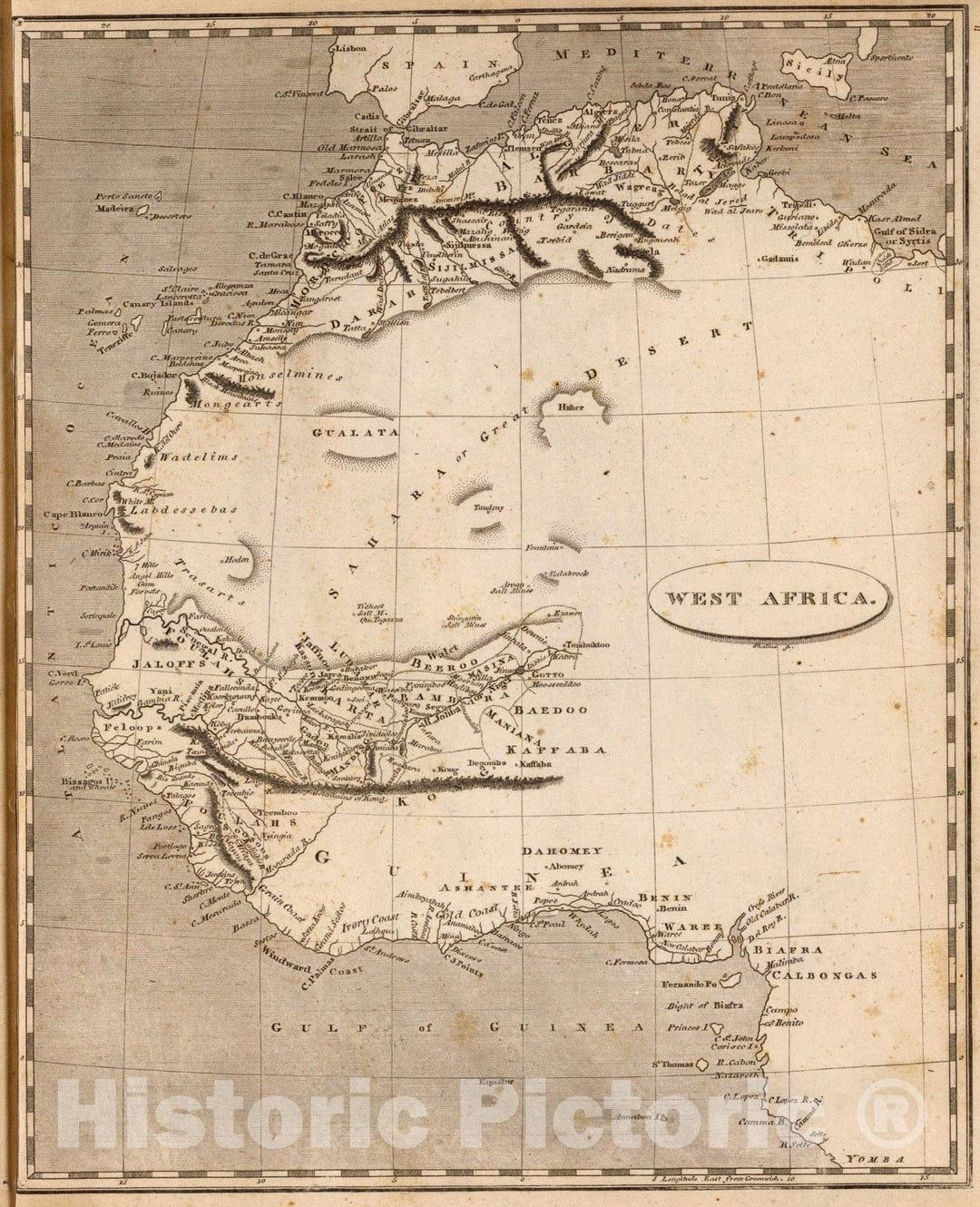 Historic Map : West Africa., 1804, Vintage Wall Art