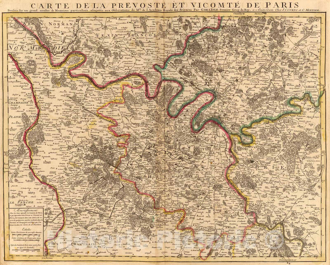 Historic Map : Paris, Prevoste, Vicomte., 1742, Vintage Wall Art