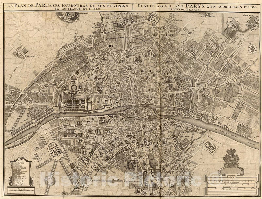 Historic Map : Paris., 1742, Vintage Wall Art