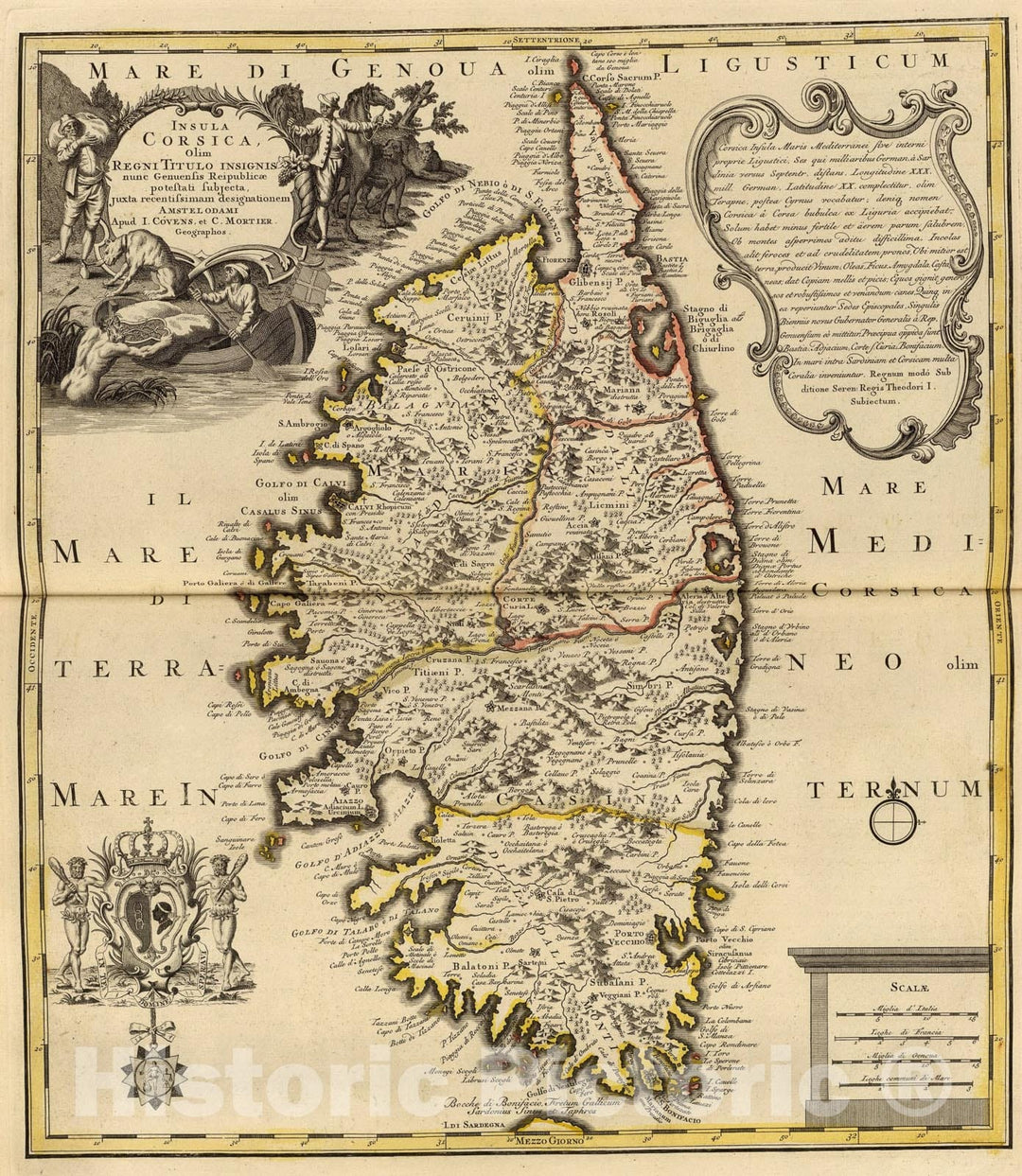 Historic Map : Corsica., 1742, Vintage Wall Art