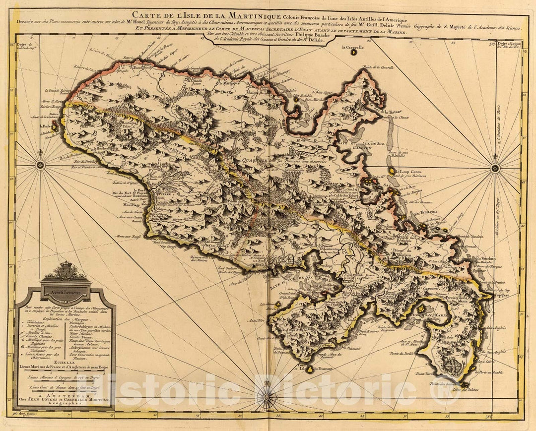 Historic Map : Martinique., 1742, Vintage Wall Art