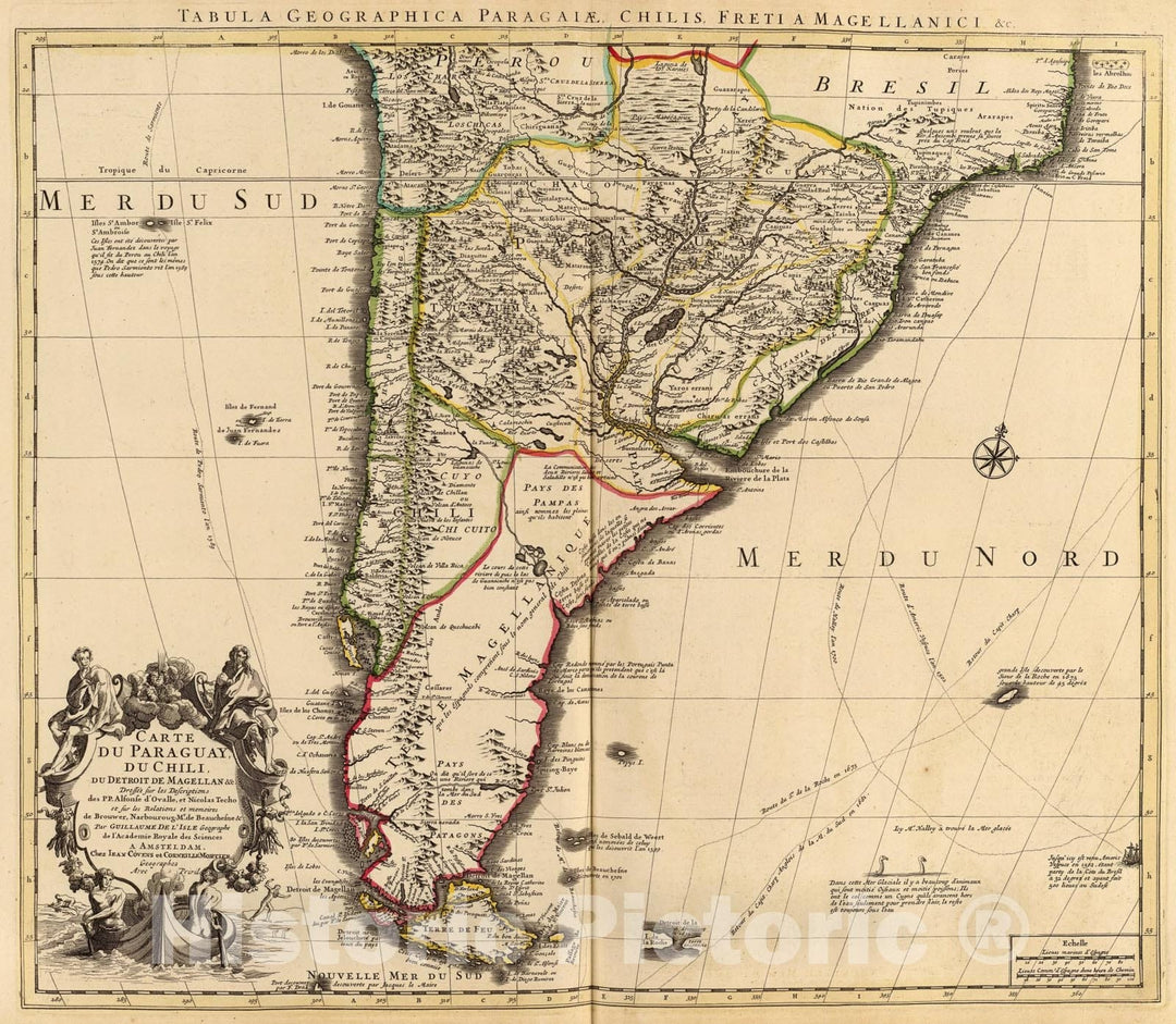 Historic Map : Paraguay, Chili, Detroit de Magellan &c., 1742, Vintage Wall Art