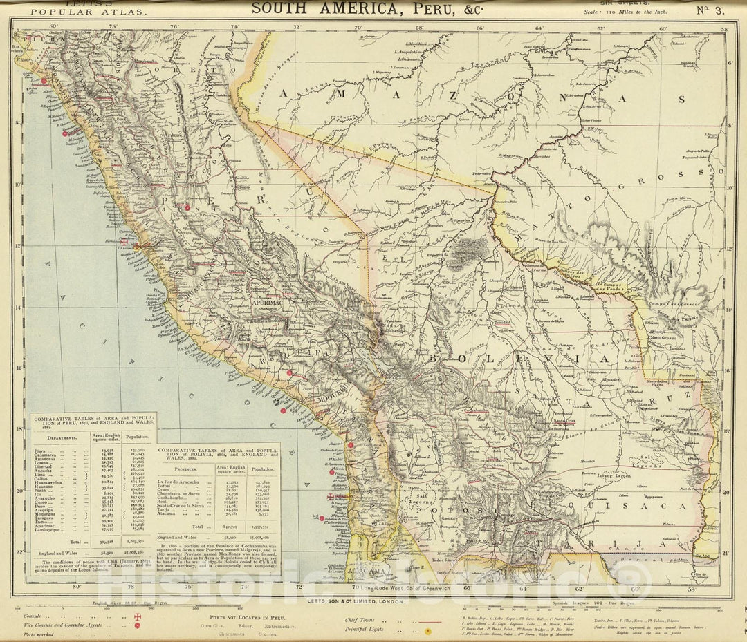 Historic Map : South America 3., 1883, Vintage Wall Art