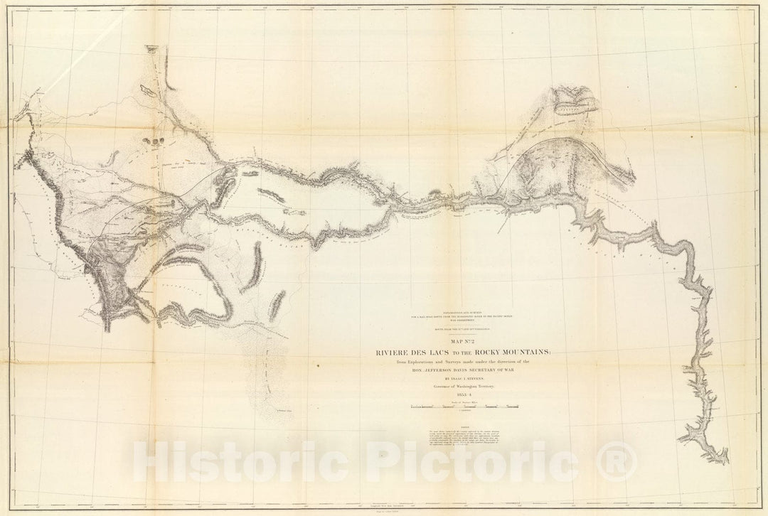 Historic Map : Riviere des Lacs to Rocky Mountains., 1861, Vintage Wall Art