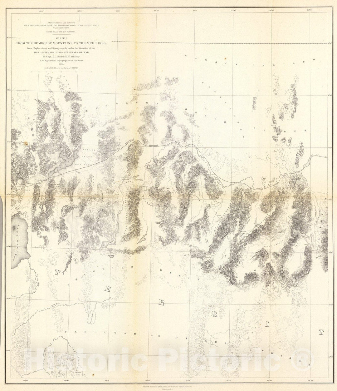 Historic Map : From the Humboldt Mountains to the Mud Lakes., 1861, Vintage Wall Art