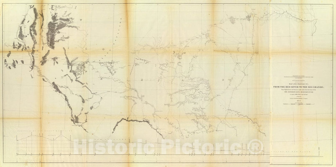 Historic Map : From the Red River to the Rio Grande., 1861, Vintage Wall Art