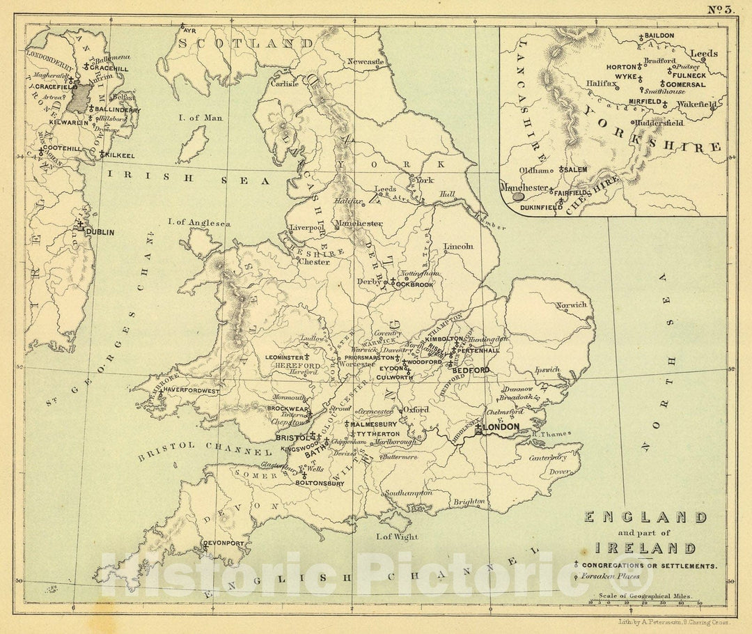 Historic Map : England, Ireland., 1853, Vintage Wall Art