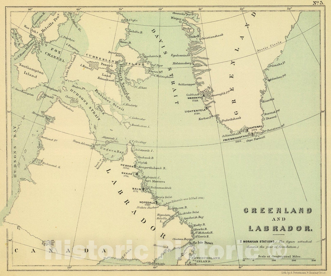 Historic Map : Greenland, Labrador., 1853, Vintage Wall Art