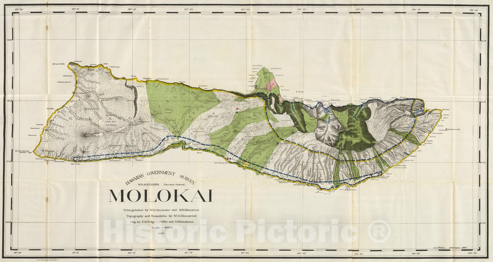 Historic Map : Molokai., 1906, Vintage Wall Art