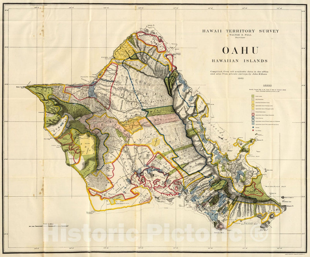 Historic Map : Oahu., 1906, Vintage Wall Art