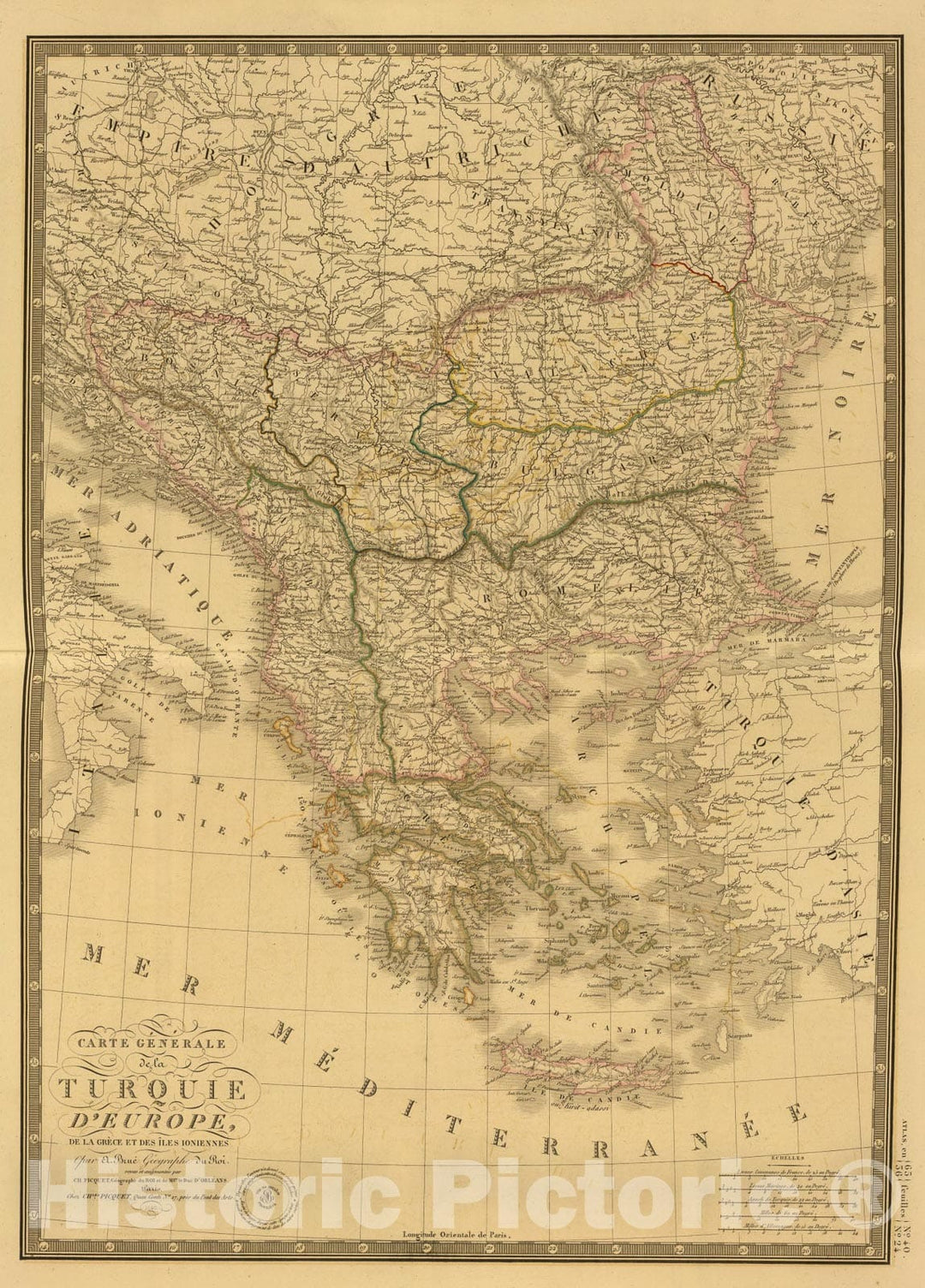 Historic Map : Turquie d'Europe., 1840, Vintage Wall Art