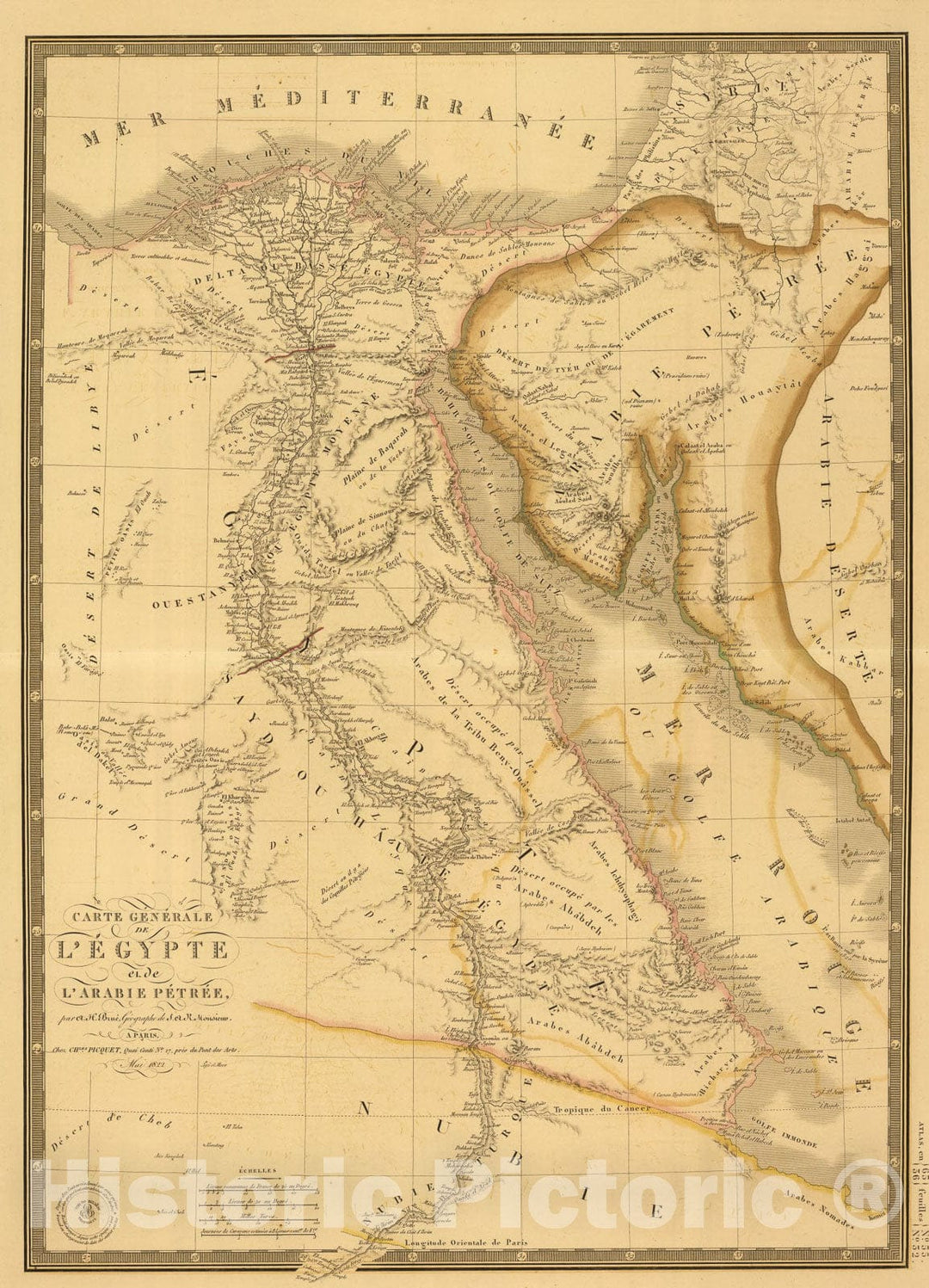 Historic Map : Egypte, Arabie Petree., 1822, Vintage Wall Art