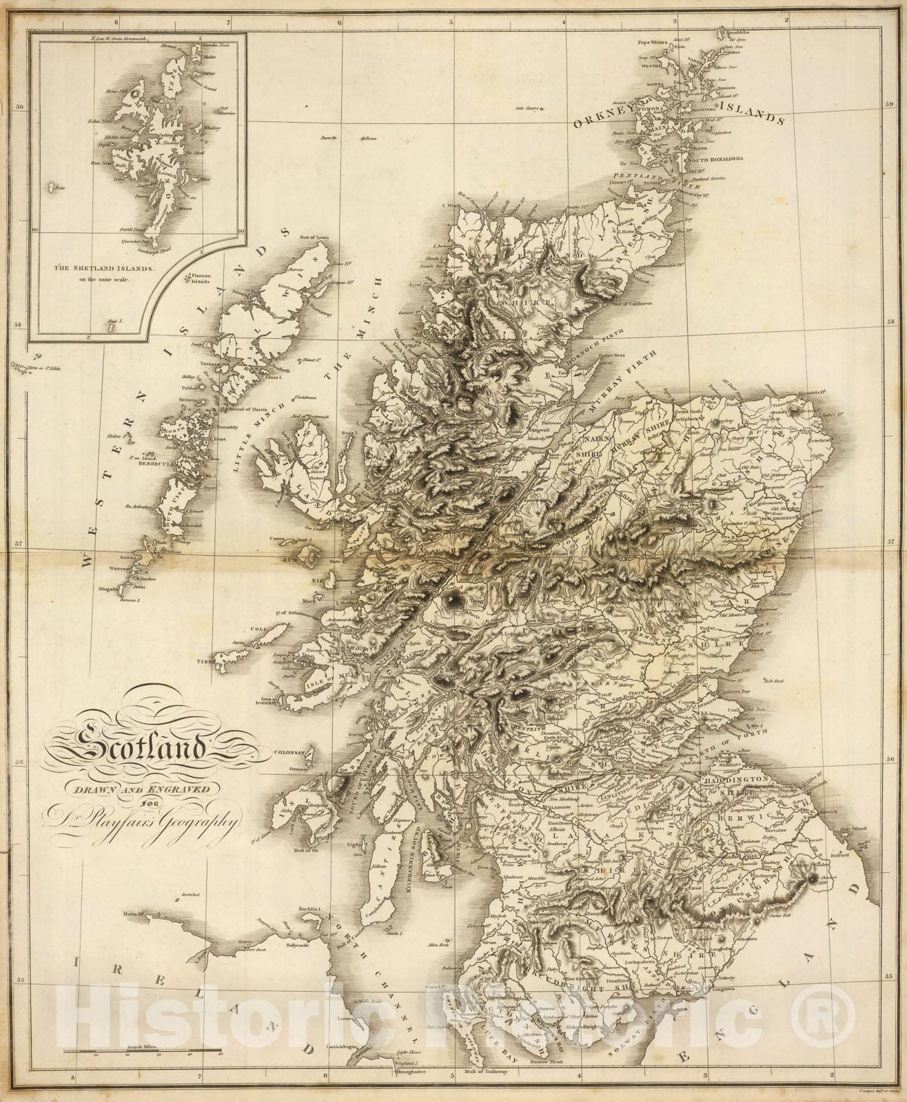 Historic Map : Scotland., 1814, Vintage Wall Art