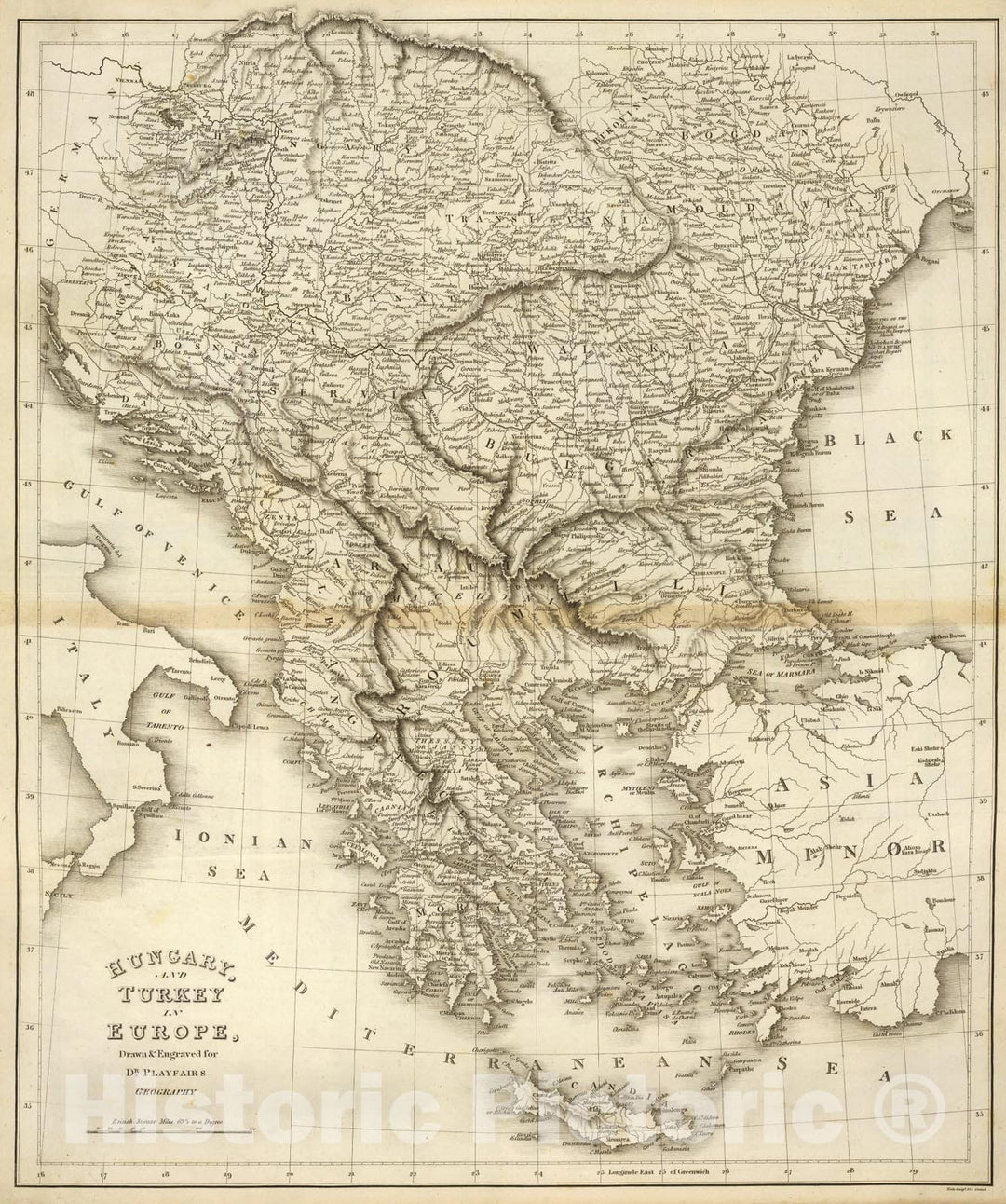 Historic Map : Hungary, European Turkey., 1814, Vintage Wall Art