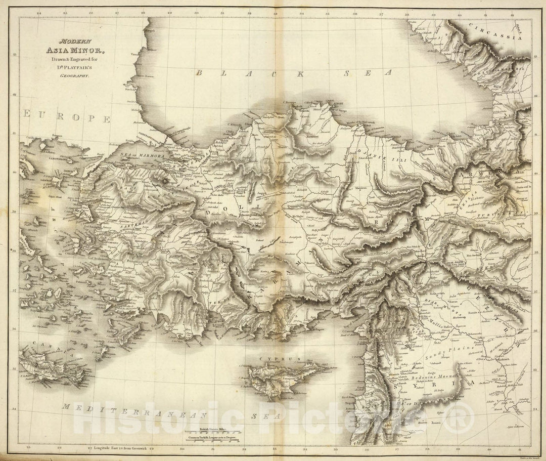 Historic Map : Modern Asia Minor., 1814, Vintage Wall Art