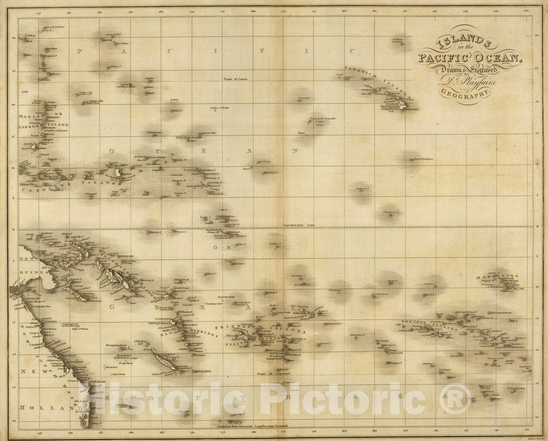 Historic Map : Islands in the Pacific Ocean., 1814, Vintage Wall Art