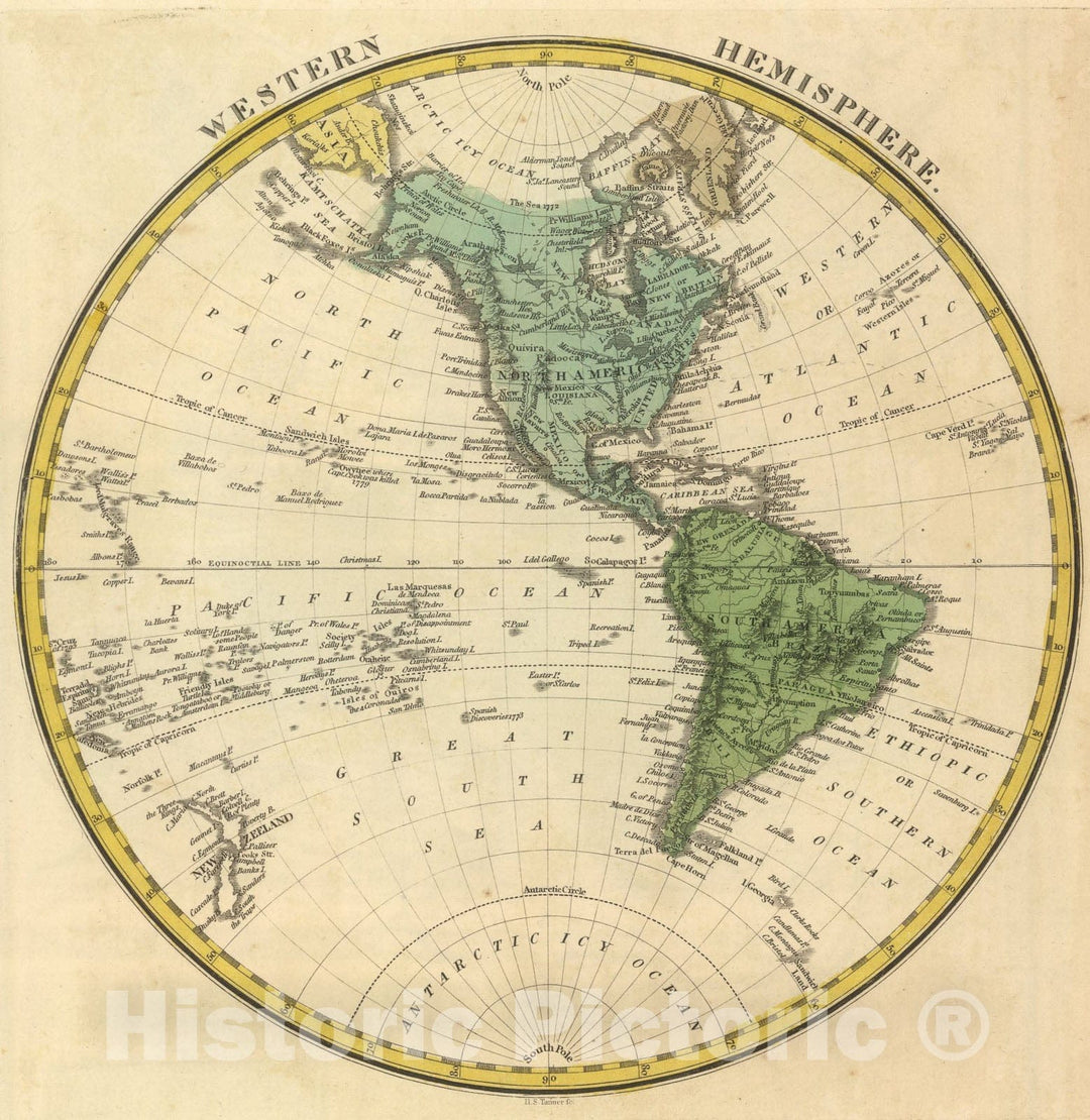 Historic Map : Western Hemisphere., 1816, Vintage Wall Art